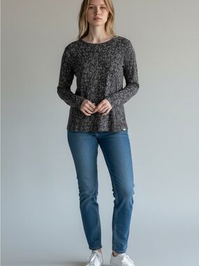 Woolrich Charcoal Gray Floral-Print Long Sleeve Tee